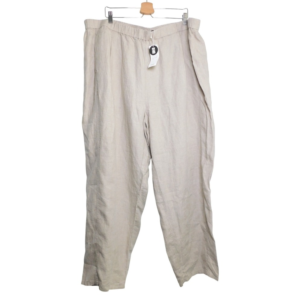Eileen Fisher Lantern Pant Women 3X Natural Organic Linen Ankle SBRII-P4794M